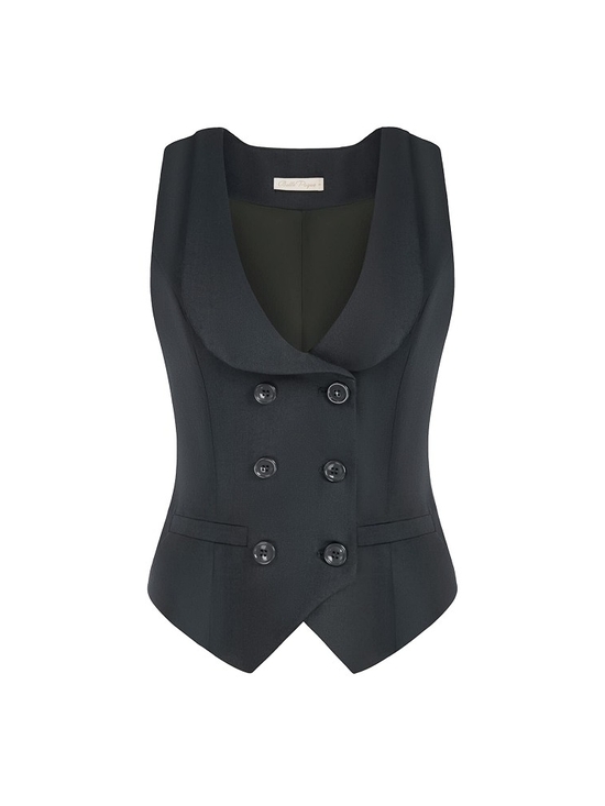 belle poque Jackets & Blazers - Chic Double-Breasted Black Waistcoat